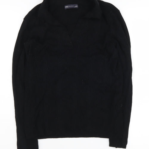 Marks and Spencer Women's Black V-Neck Pullover Jumper, Size 12