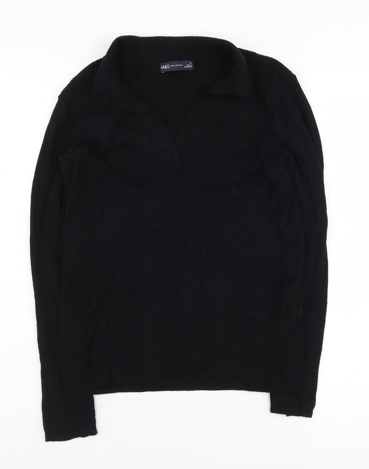 Marks and Spencer Women's Black V-Neck Pullover Jumper, Size 12