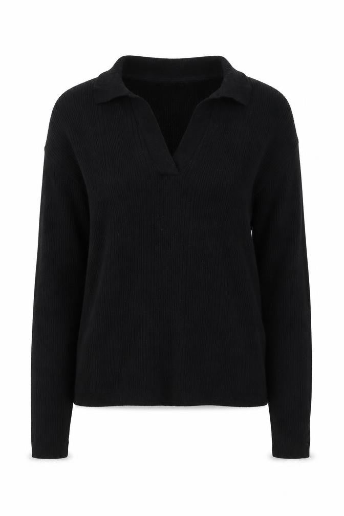 Front view of Marks & Spencer Women's Black V-Neck jumper, size 12