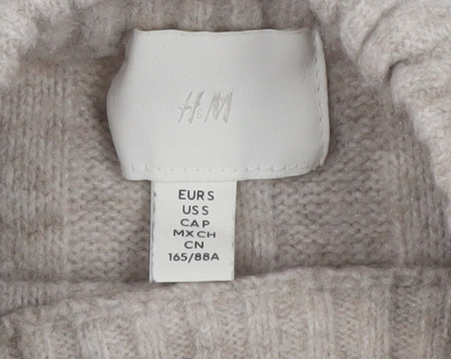 H&M Women's Beige Mock Neck Knit Pullover Jumper