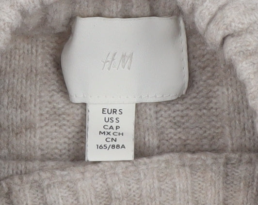 H&M Women's Beige Mock Neck Knit Pullover Jumper