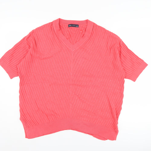 Marks and Spencer Women's Pink V-Neck Pullover Jumper M
