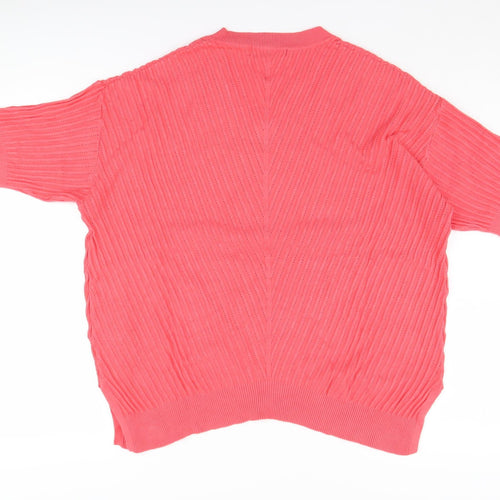 Marks and Spencer Women's Pink V-Neck Pullover Jumper M