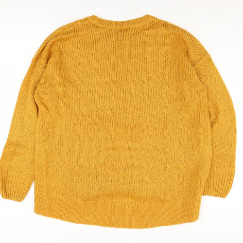 New Look Women's Yellow Chunky Knit Pullover Jumper, Size M