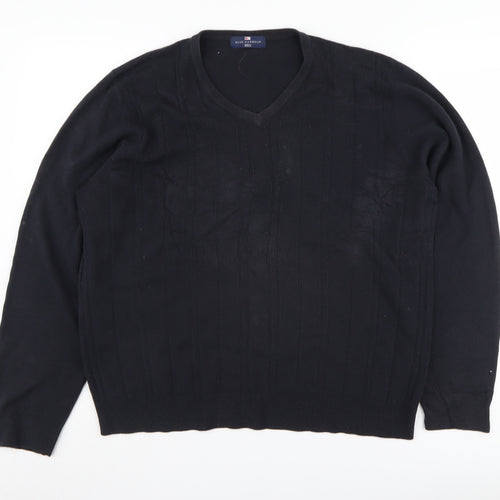 Marks and Spencer Men's Black V-Neck Jumper L