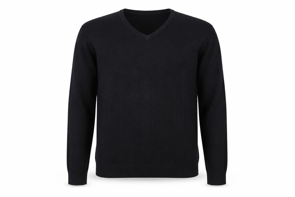 Front view of Marks & Spencer Men's Black V-Neck Jumper L