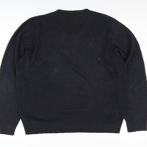 Marks and Spencer Men's Black V-Neck Jumper L