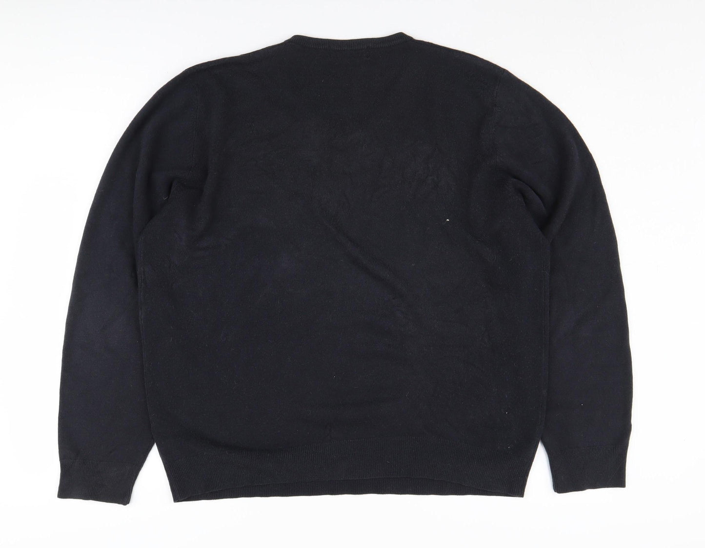 Marks and Spencer Men's Black V-Neck Jumper L