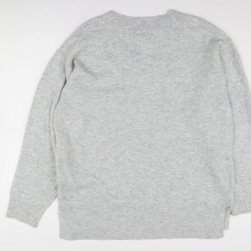 New Look Women's Grey V-Neck Pullover Jumper Size M