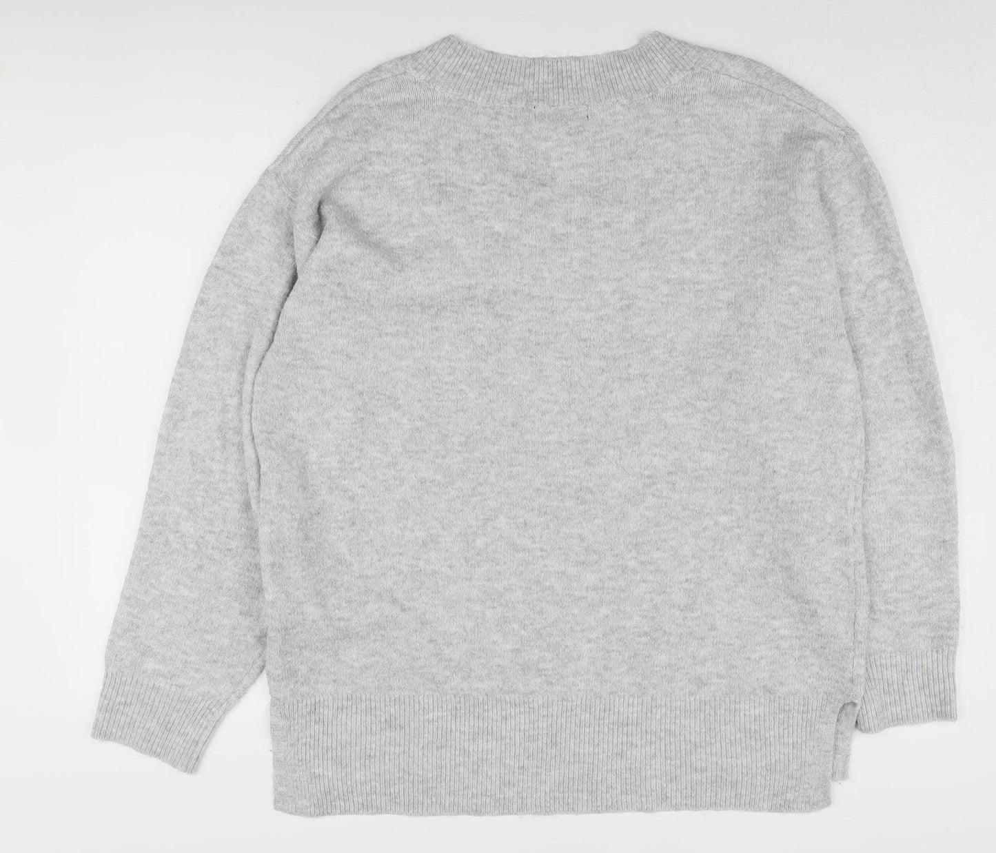 New Look Women's Grey V-Neck Pullover Jumper Size M