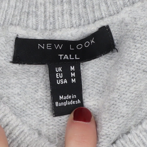 New Look Women's Grey V-Neck Pullover Jumper Size M