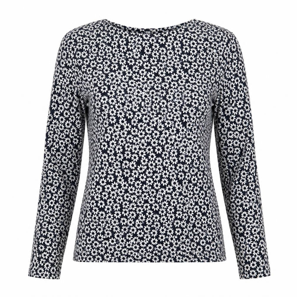 Front view of Marks & Spencer Women's Black Floral Long Sleeve Top