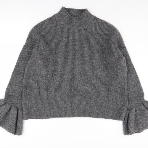 Marks and Spencer Women's Grey Mock Neck Pullover Jumper