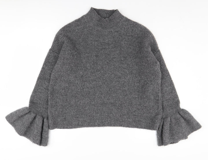Marks and Spencer Women's Grey Mock Neck Pullover Jumper