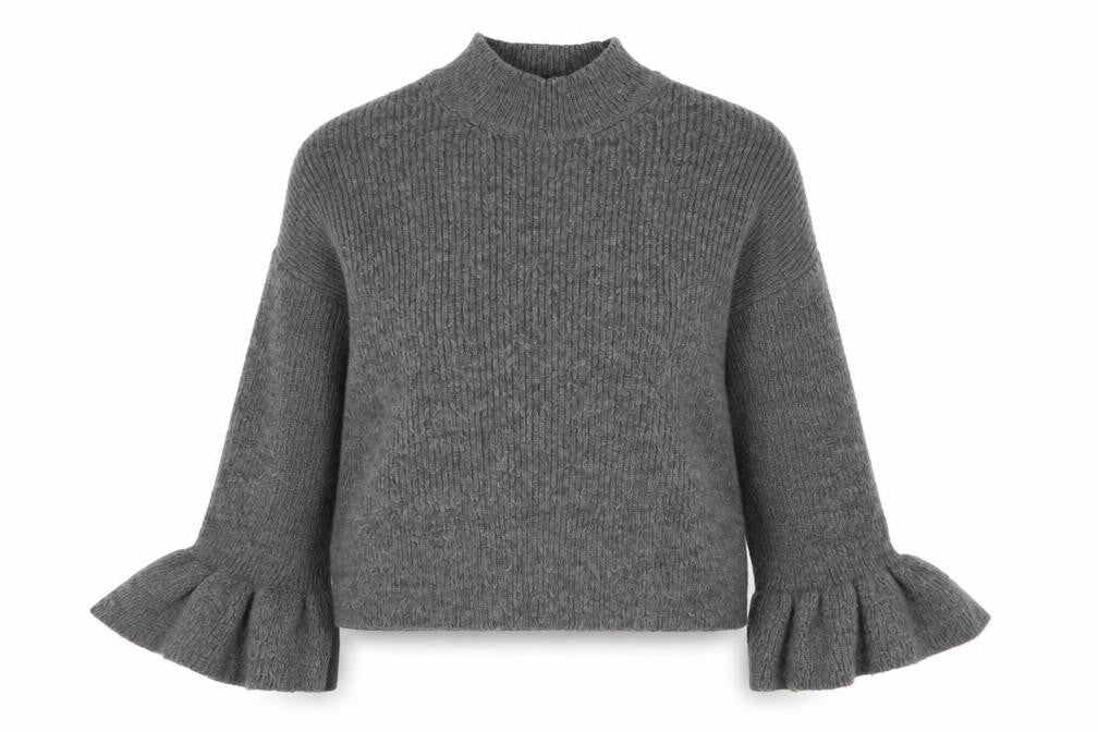 Front view of Marks & Spencer Women's Grey Mock Neck jumper