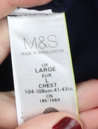 Marks and Spencer Men's Blue Wool Pullover L