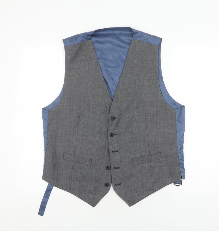 Marks and Spencer Men's Grey Waistcoat L Wool Blend Elegant