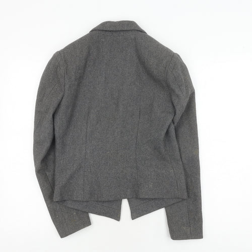 Warehouse Women's Grey Wool Blazer - Size 10, Elegant Business Wear