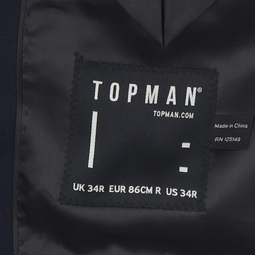 Topman Men's Blue Blazer, 34R Chest, Formal, Excellent