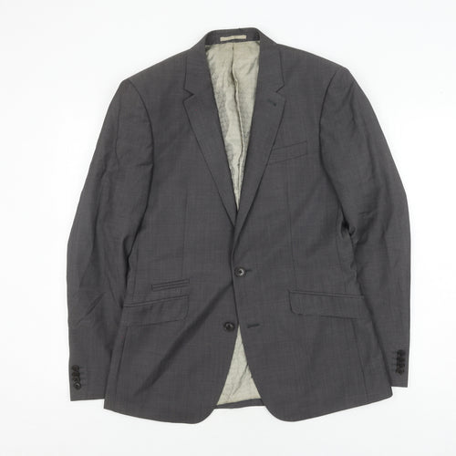 Next Men's Grey Wool Blazer, 38R, Business Formal