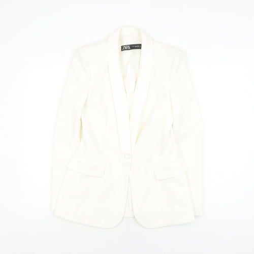 Zara Women's White XS Blazer, Formal, Shawl Lapel