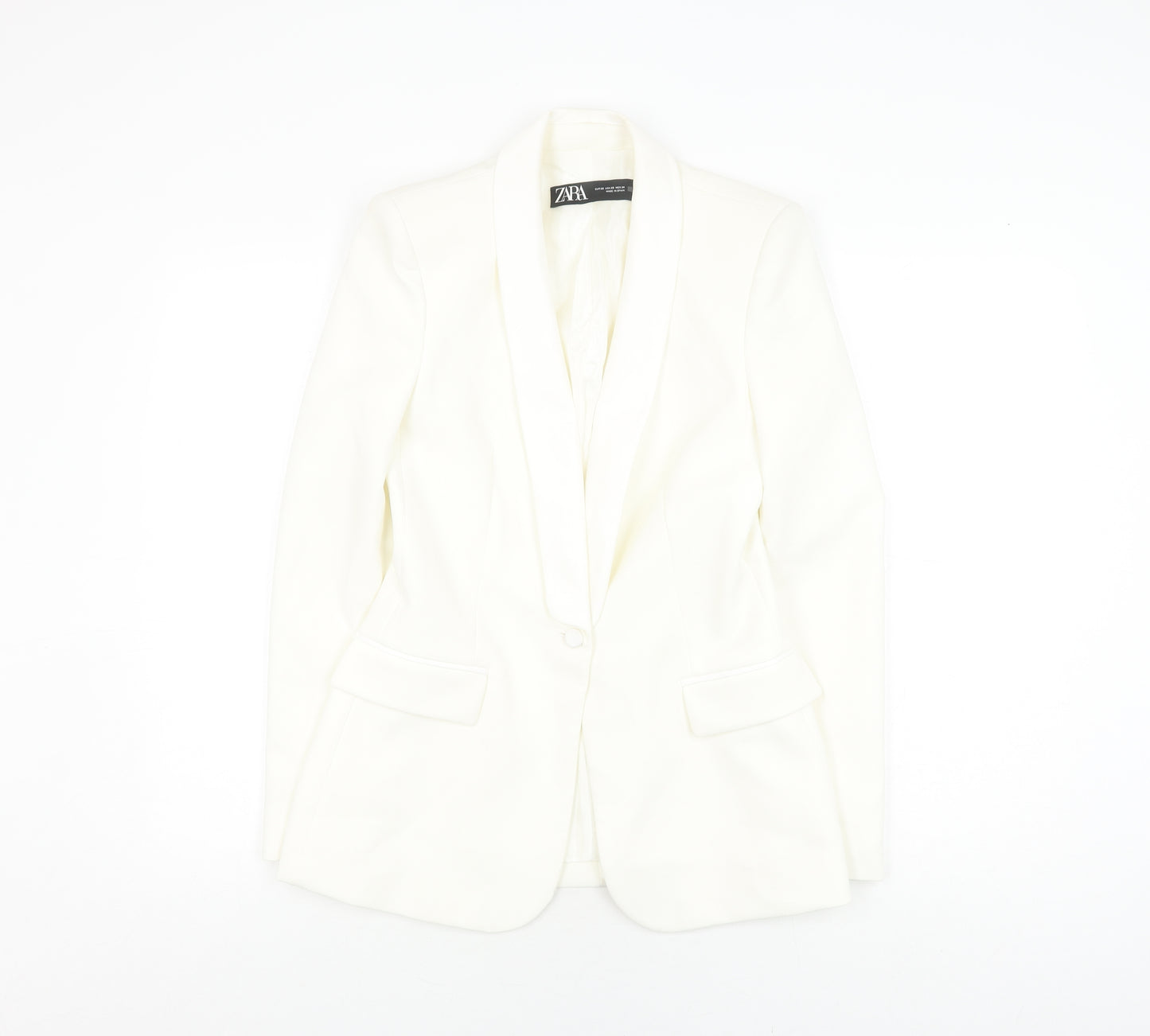Zara Women's White XS Blazer, Formal, Shawl Lapel