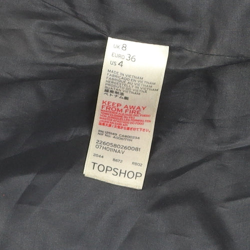 Topshop Black Hooded Women's Jacket Size 8 Zip Casual