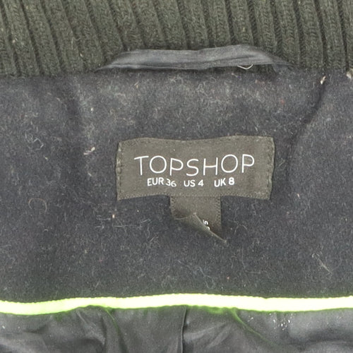Topshop Black Hooded Women's Jacket Size 8 Zip Casual