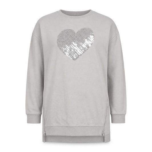 Front view of Next girls’ grey sequin heart jumper 11 years
