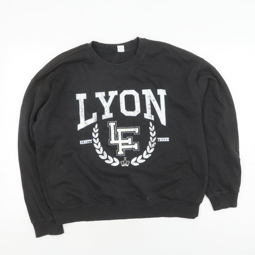 H&M Unisex Black Pullover Sweatshirt M