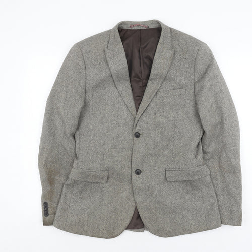 Topman Men's Grey Wool Blend Blazer Size 40R