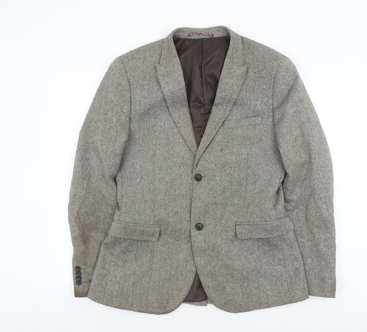Topman Men's Grey Wool Blend Blazer Size 40R