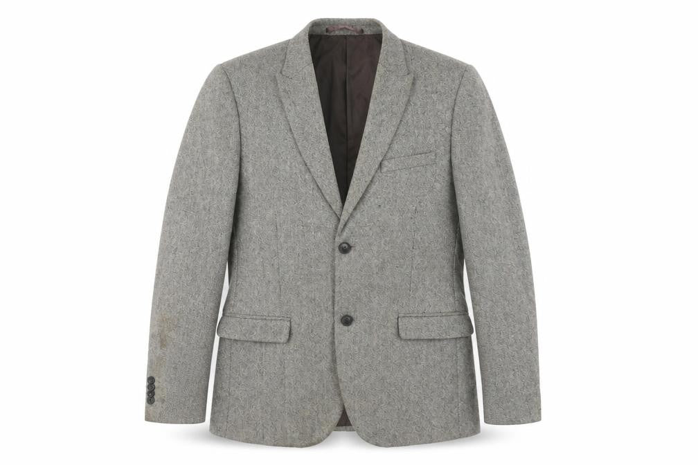 Front view of Topman Men's Grey Wool Blend Blazer, size 40R