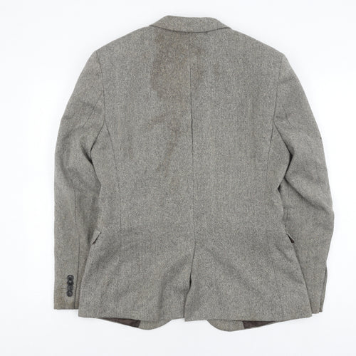 Topman Men's Grey Wool Blend Blazer Size 40R