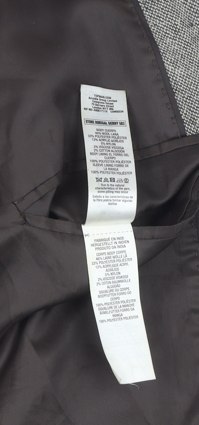 Topman Men's Grey Wool Blend Blazer Size 40R