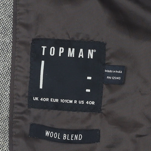 Topman Men's Grey Wool Blend Blazer Size 40R