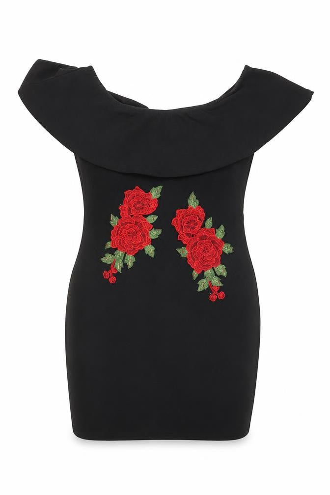 Front view of Boohoo Women's Black Bodycon Dress, size 10