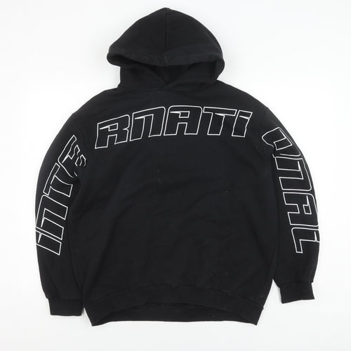 boohooMAN Men's M Black Graphic Hoodie Pullover