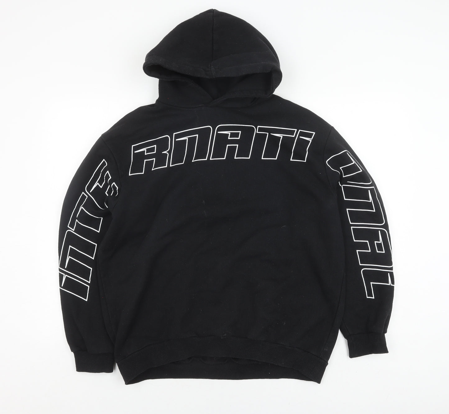 boohooMAN Men's M Black Graphic Hoodie Pullover