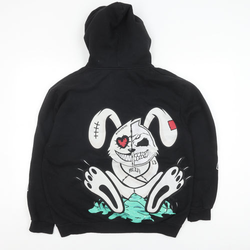 boohooMAN Men's M Black Graphic Hoodie Pullover