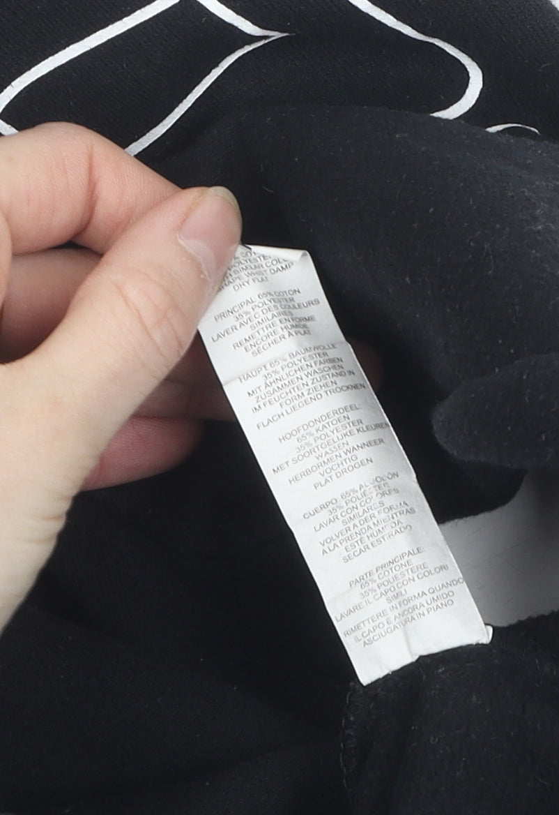 boohooMAN Men's M Black Graphic Hoodie Pullover