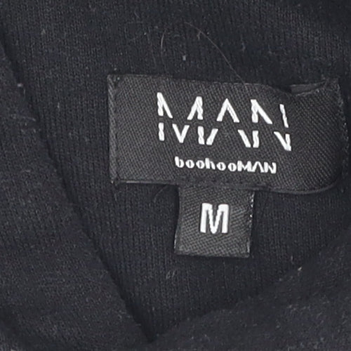boohooMAN Men's M Black Graphic Hoodie Pullover