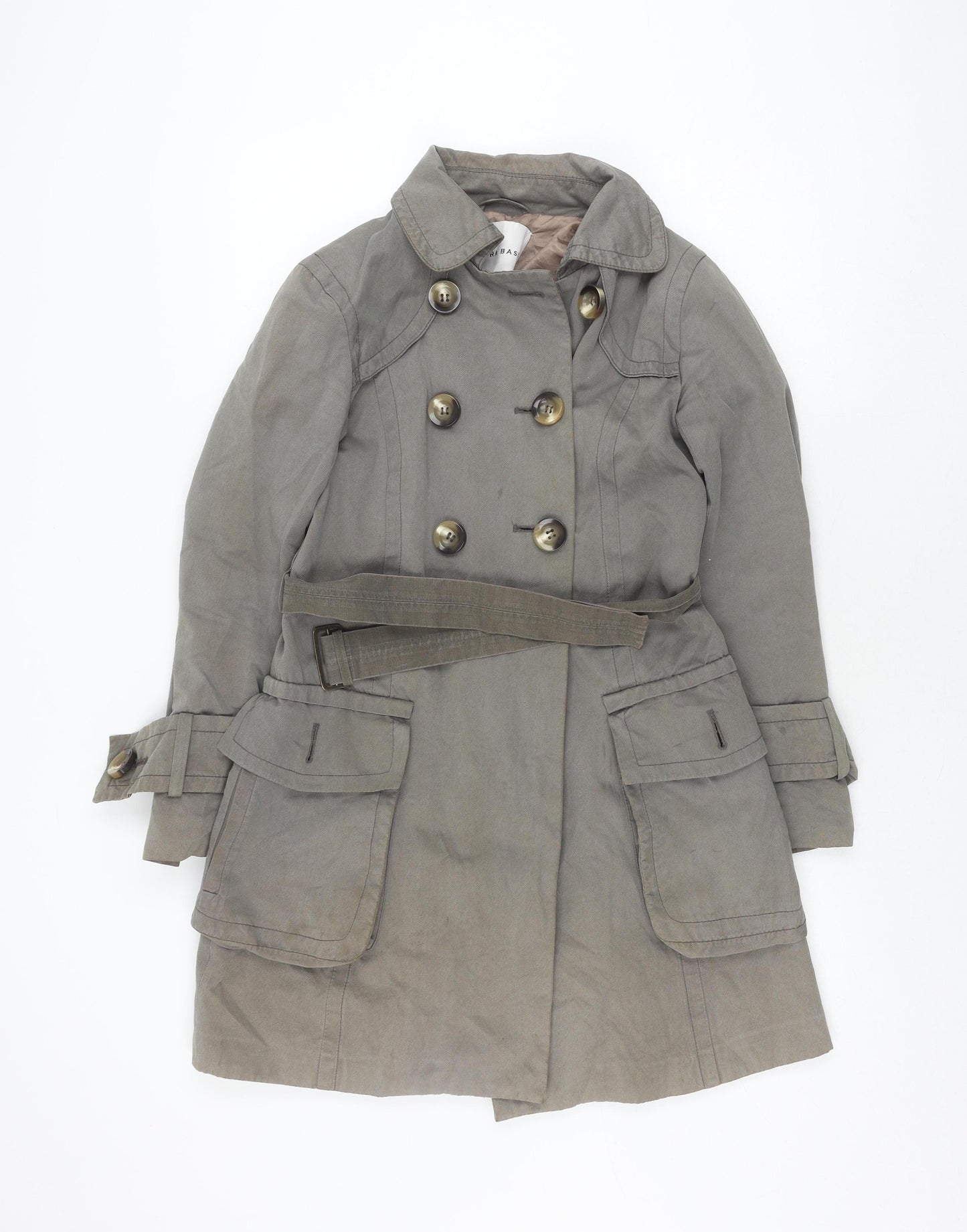 Zara Women's Grey Trench Coat S Classic Belted