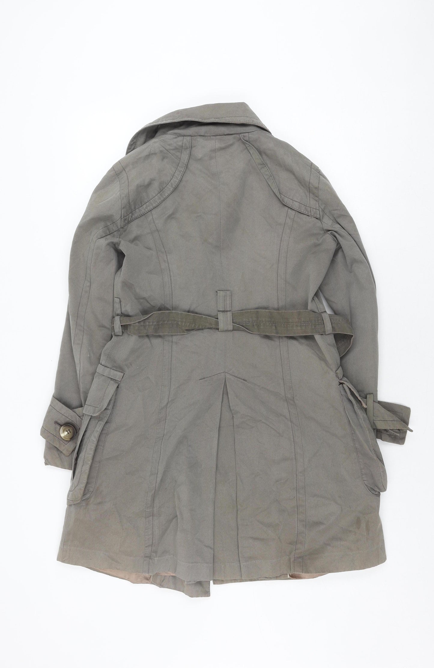 Zara Women's Grey Trench Coat S Classic Belted
