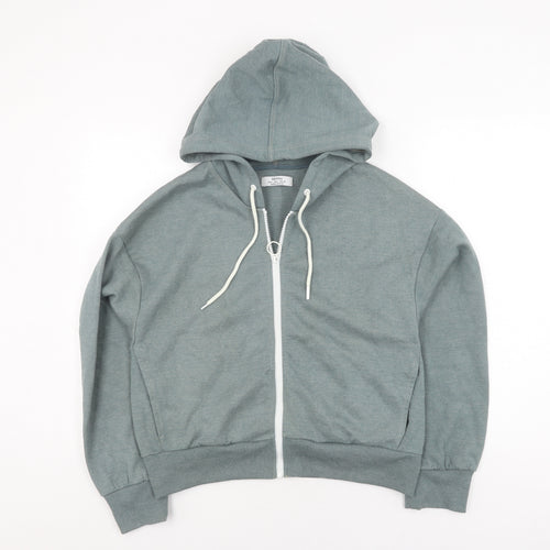 Bershka Women's Green Full Zip Hoodie Size L
