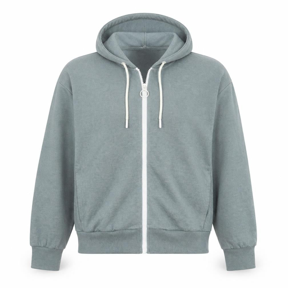 Bershka Women's Green Full Zip Hoodie Size L