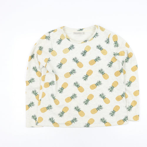 Sugarhill Women's White Tropical Pineapple Pullover Sweatshirt Size 12