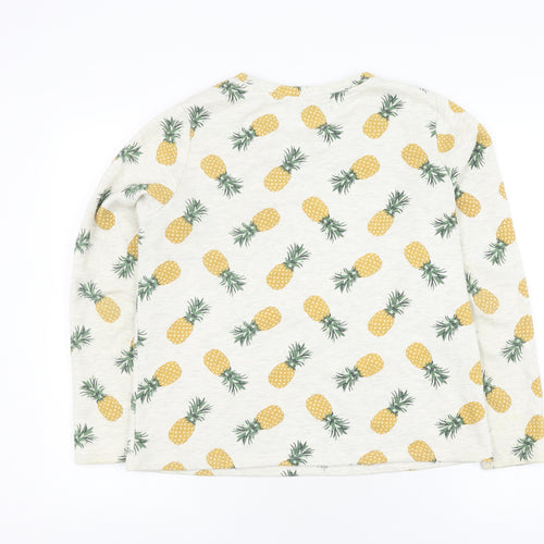 Sugarhill Women's White Tropical Pineapple Pullover Sweatshirt Size 12