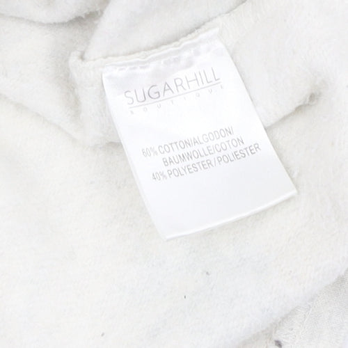 Sugarhill Women's White Tropical Pineapple Pullover Sweatshirt Size 12
