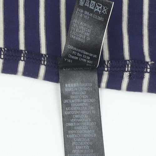 Marks and Spencer Women's XL Blue Striped Jersey T-Shirt